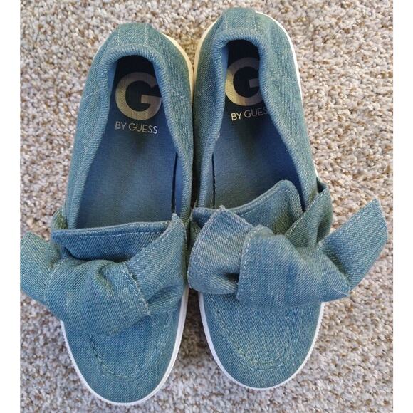 G By GUESS CHIPPY Womens Blue Denim Fabric SlipOn Fashion Sneaker Platform Sz 6M - Picture 1 of 11